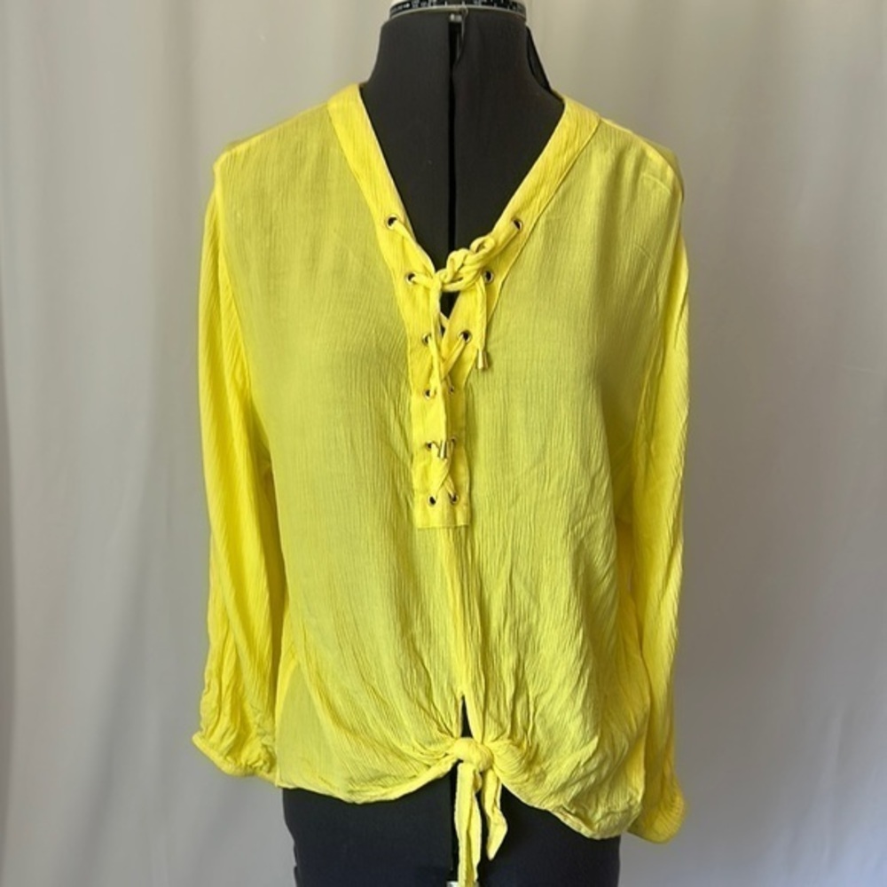 INC top large women’s rayon, bohemian yellow